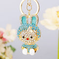 Jeweled Cute Rabbit Keychains in Four Colors plus Assorted Color Option view 3