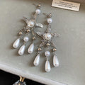 Starfish Pearl Tassel Earrings in Antique Silver Tone view 6