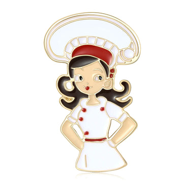 White Uniform Chef Character Enamel Lapel Pin Brooch