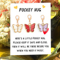 Enamel Butterfly Pocket Hug Clip Charm on Message Card view 1