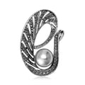 Antique Silver Abstract Loop Brooch With Gray Pearl view 1