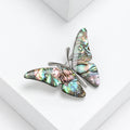 Iridescent Shell Butterfly Brooch With Silver Tone Crystal Body view 3