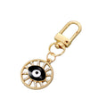 Gold Tone Crystal Openwork Round Evil Eye Clip Keychains in Five Colors view 5