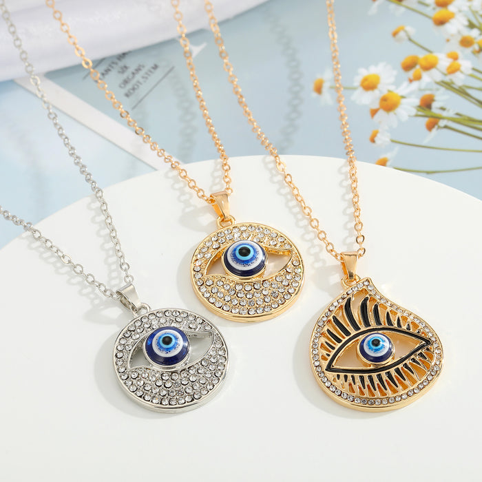 Crystal Evil Eye Pendant Necklaces in Three Gold and Silver Designs