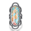 Antique Silver Tone Oval Mosaic Look Statement Ring view 2