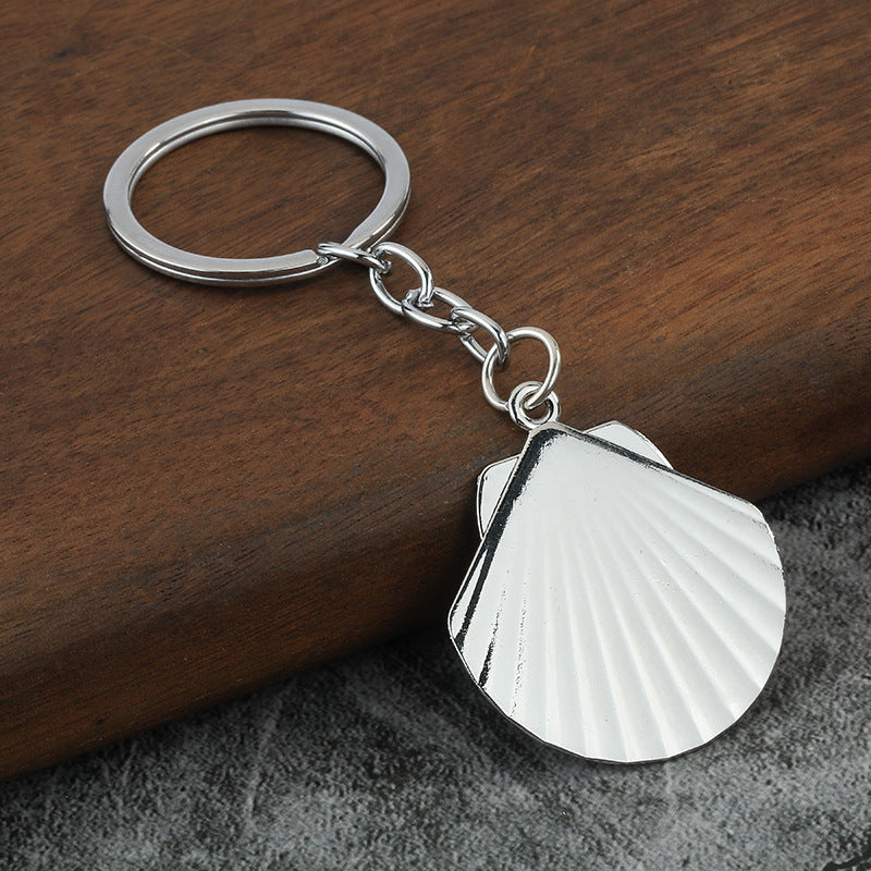 Simple Beach Shell Metal Keychain Pendant for Bag and Car Keys
