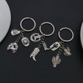 Antique Silver Horse Boot and Cactus Metal Keychain Set view 2