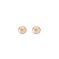 Peach Round White Mini Flower Delicate Small Stud Earrings view 5