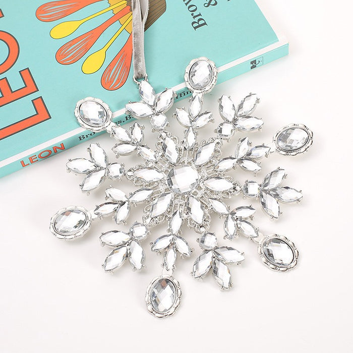 Silver Rhinestone Snowflake Christmas Tree Hanging Ornament