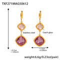 Gold Dual Cushion Czech Glass Drop Huggie Earrings Colors view 10