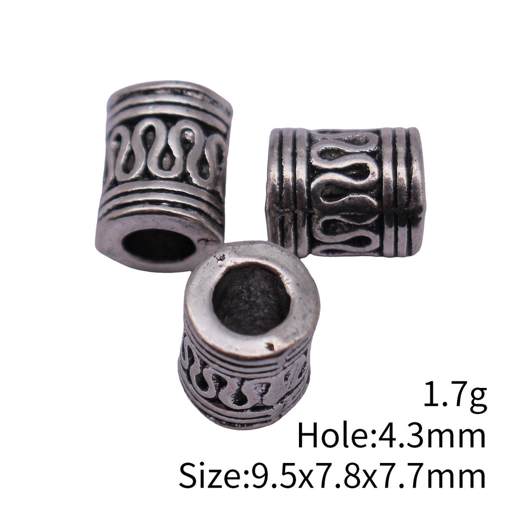 9.5x7.8x7.7mm 1.7g Multi-Color Zinc Alloy S Pattern Tube Large Hole Beads for DIY Jewelry and Dreadlocks