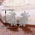 Silver-Tone Leaf Spray Ear Climber Stud Earrings with Clear Stone Details view 4