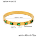 Gold Stainless Steel Hinge Bangles Geometric Glass Or Zircon view 12