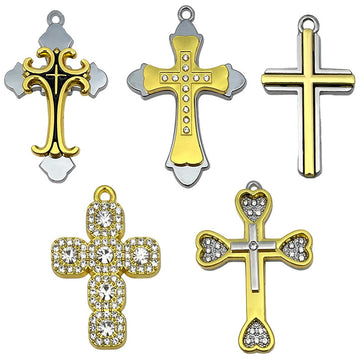 Gold-Tone Cross Metal Charms with 33 Listed Options