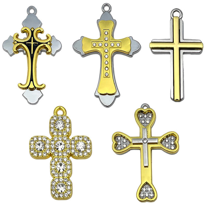 Gold-Tone Cross Metal Charms with 33 Listed Options