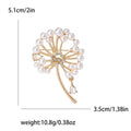 Gold Silver Pearl Dandelion Rhinestone Drop Brooch view 5