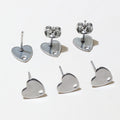 Heart Shaped Stainless Steel Earring Posts in Three Finishes view 2