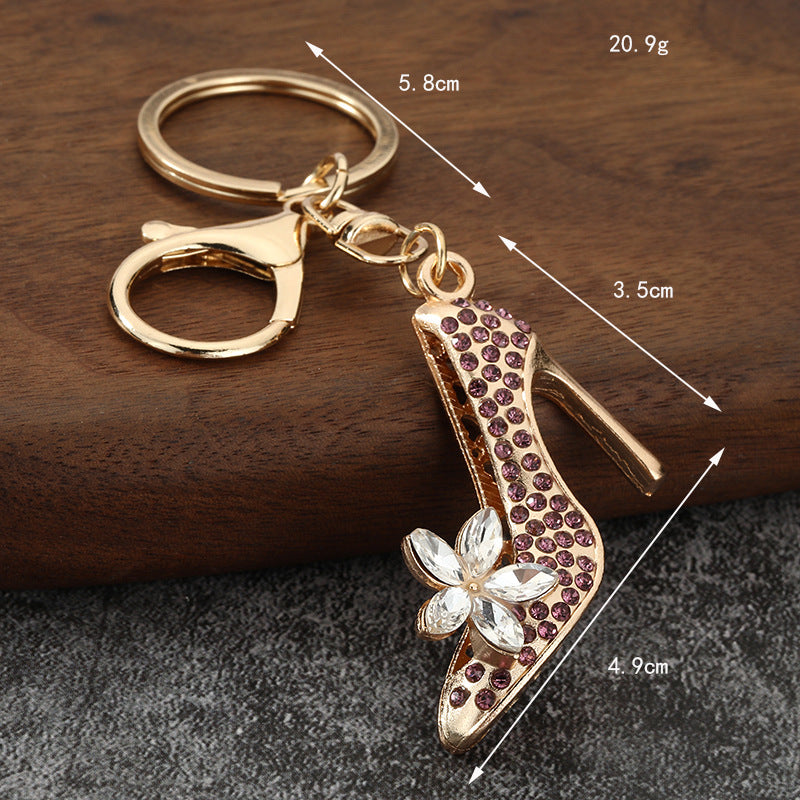 Rhinestone High Heel Crystal Keychain Zinc Alloy Bag Charm