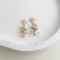 Snowflake Light Blue Spiral Ribbon Drop Earrings CZ view 4