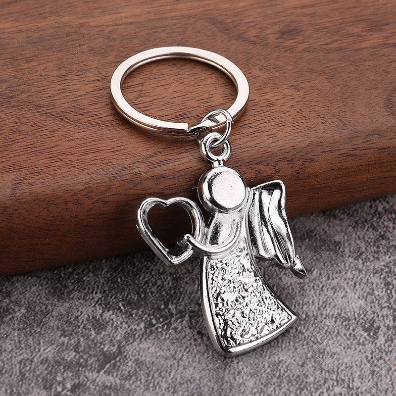 Guardian Angel Metal Keychain with Wings Bag Charm Memorial Gift Accessory