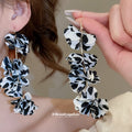 Leopard Print Fabric Flower Statement Hoop Earrings view 4
