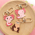 Pink Axolotl Otter Enamel Keychains Lobster Clasp 3 Styles view 2
