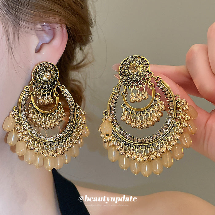 Ornate Beaded Chandelier Earrings in Nine Colors Jewelry Accessory