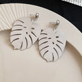 Cutout Leaf and Fan Statement Earrings with Polished Metal Tone Details view 9