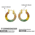 Rainbow Crystal C Hoop Earrings in Two Graduated Sizes view 6