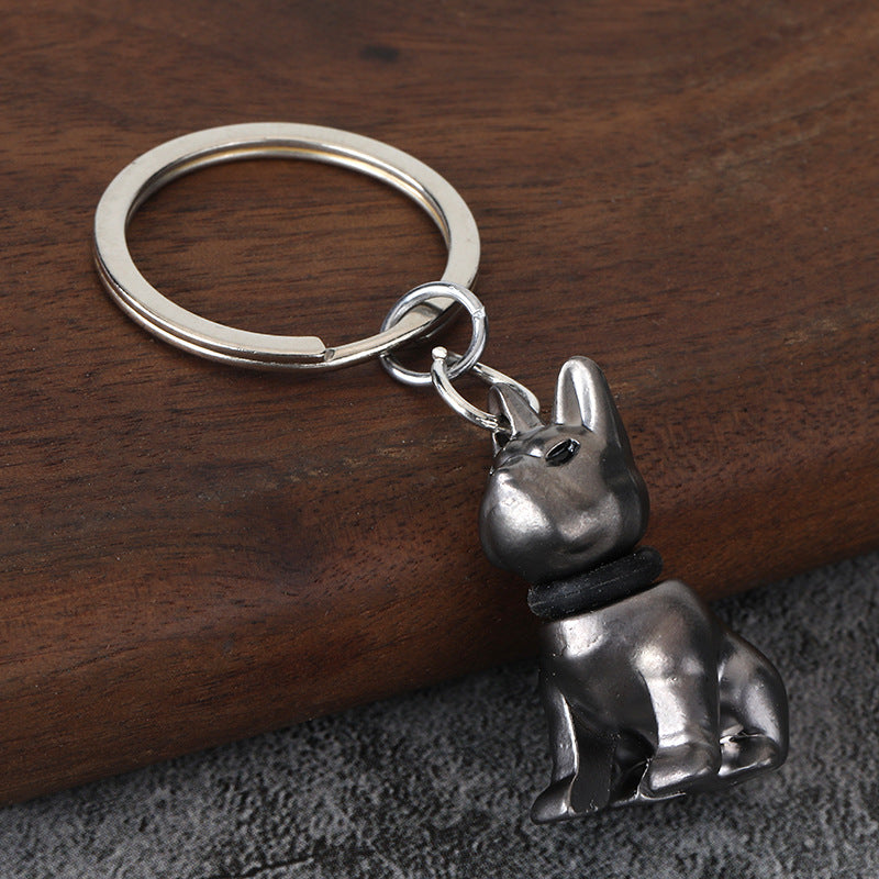 Rhinestone Dog Keychain Simple Metal Pet Pendant for Bag and Car Keys