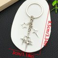 Antique Silver Cross Moon and Star Metal Keychain Set view 7