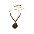 Silver Smoky Gray Teardrop Crystal Pendant V Necklace view 5