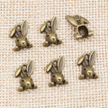 Small Sitting Rabbit Charms in Antique Bronze and Silver Tones view 2