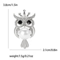 Owl Crystal Brooch With Large Pearl Body in Two Tones view 7