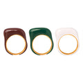 Chunky Enamel Dome Rings Green White Brown Gold Steel view 5