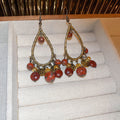Vintage Gold Tone Beaded Teardrop Statement Hook Earrings view 6
