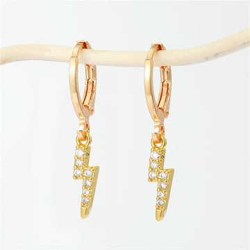 Gold Tone Huggie Earrings with Six Small Symbolic Drop Charms