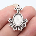 Floral Oval Cabochon Pendant Setting Jewelry Making Component view 4