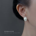 Silver Textured Floral Stud Earrings Pearl Center Pair view 2