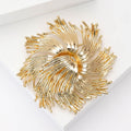 Textured Spiral Sunburst Brooch in Gold or Silver Tone view 2