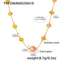 Gold Steel Ball Station Czech Glass Pendant Necklace Colors view 7