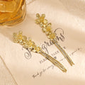 Crystal Look Flower Chain Fringe Long Stud Earrings view 6