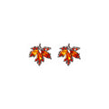 Orange Red Clear Look Maple Leaf Small Stud Earrings view 5