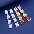 Red Gold Tone Square Crystal Five Designs Metal Necklace view 3