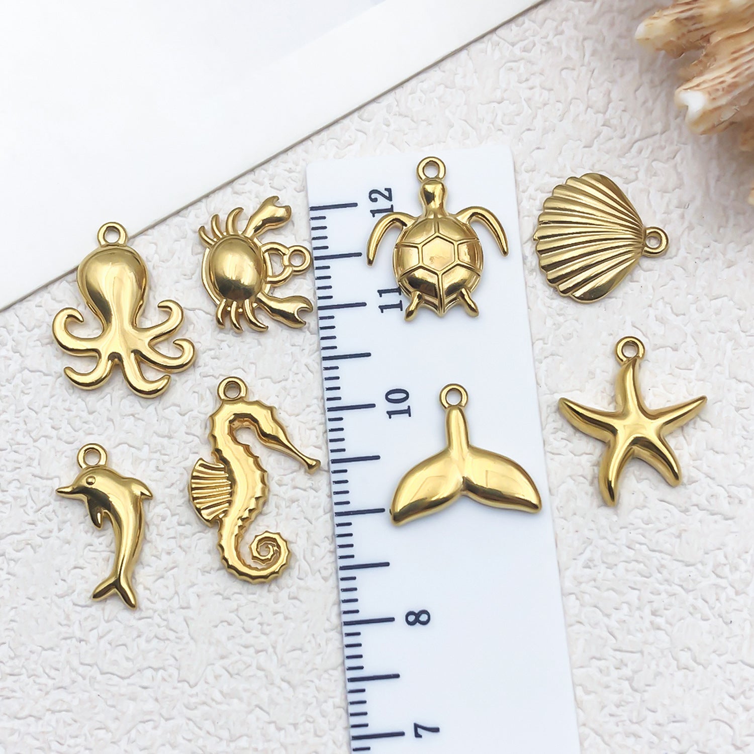 Stainless Steel Ocean Shell Seahorse Turtle charm pendants for DIY bracelet necklace