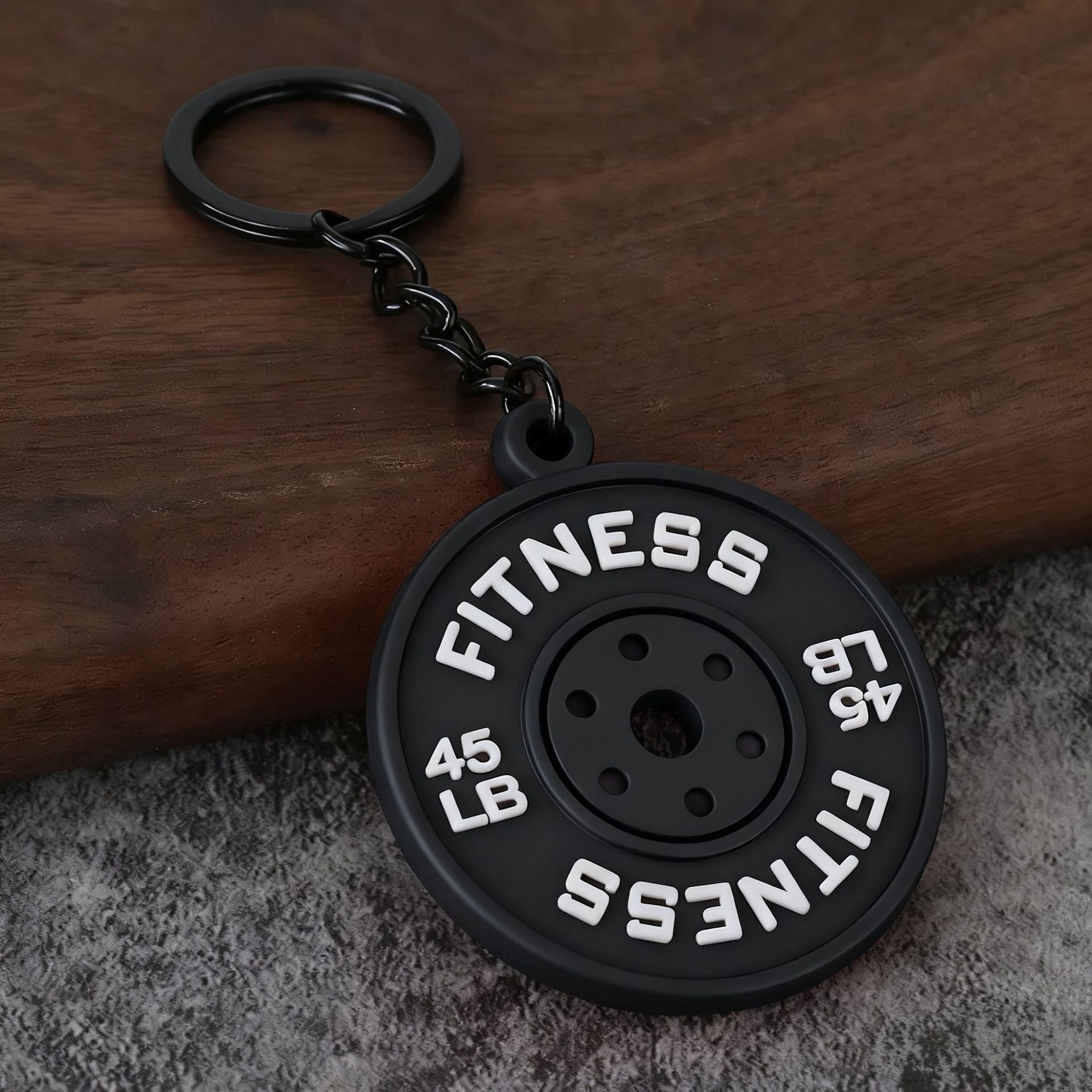 Fitness Barbell and Weight Plate Metal Keychain Gym Bag Charm