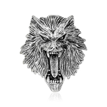 Detailed Roaring Lion Head Brooch in Gold and Silver Tone