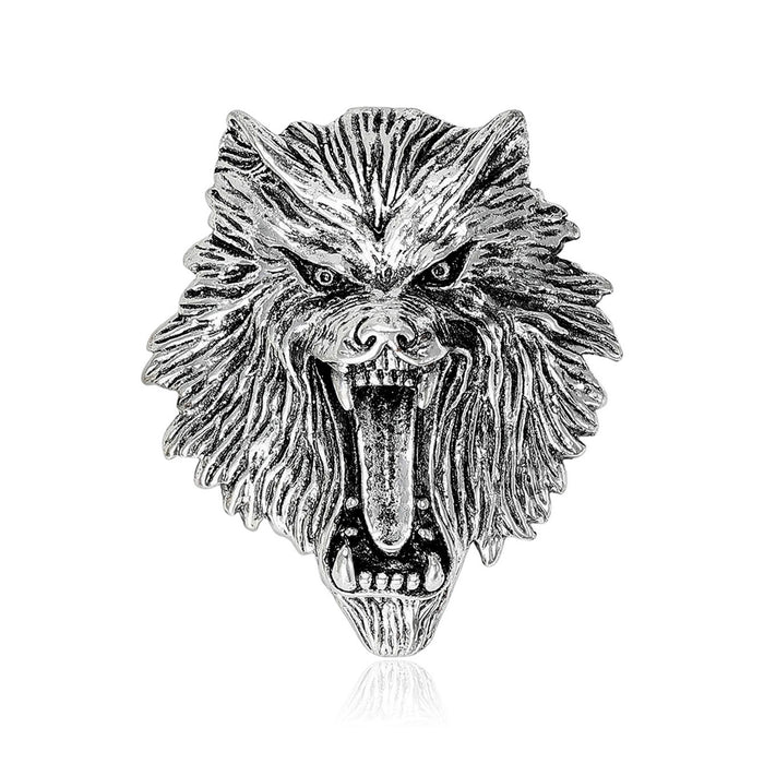 Detailed Roaring Lion Head Brooch in Gold and Silver Tone