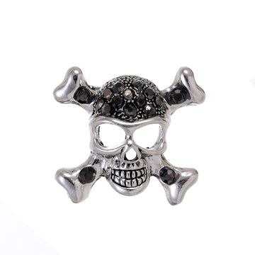 Black Silver Tone Flower Two Designs Metal Brooch Pin