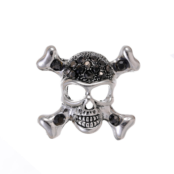 Black Silver Tone Flower Two Designs Metal Brooch Pin